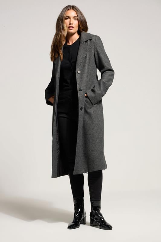evans LTS Tall Charcoal Grey Formal Midi City Coat
