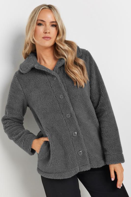evans LTS Tall Charcoal Grey Teddy Fleece Jacket