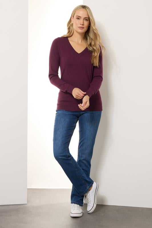 Evans LTS Tall Cherry Red Knit V-Neck Jumper