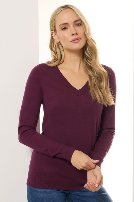 evans LTS Tall Cherry Red Knit V-Neck Jumper