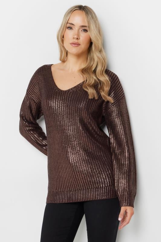 evans LTS Tall Chocolate Brown Foil Jumper