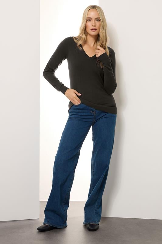 Evans LTS Tall Chocolate Brown Knit V-Neck Jumper