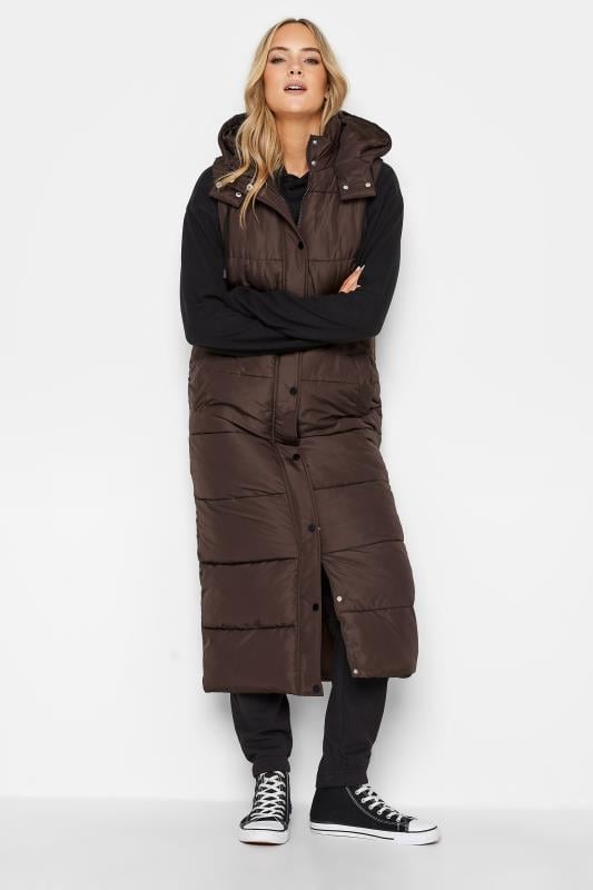 Evans LTS Tall Chocolate Brown Midaxi Padded Gilet