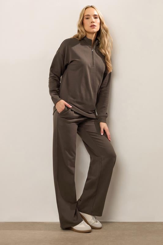Evans LTS Tall Chocolate Brown Wide Leg Joggers