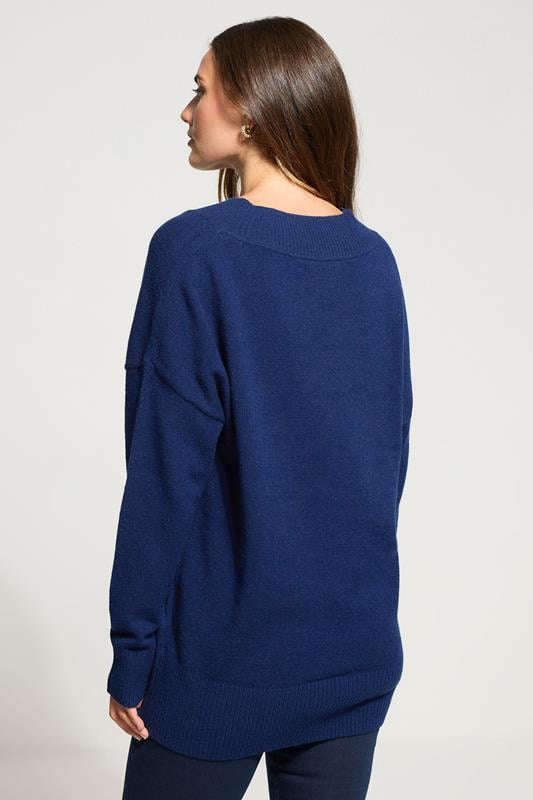 Evans LTS Tall Cobalt Blue Wool V-Neck Jumper