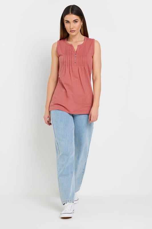 Evans LTS Tall Coral Orange Cotton Henley Vest Top