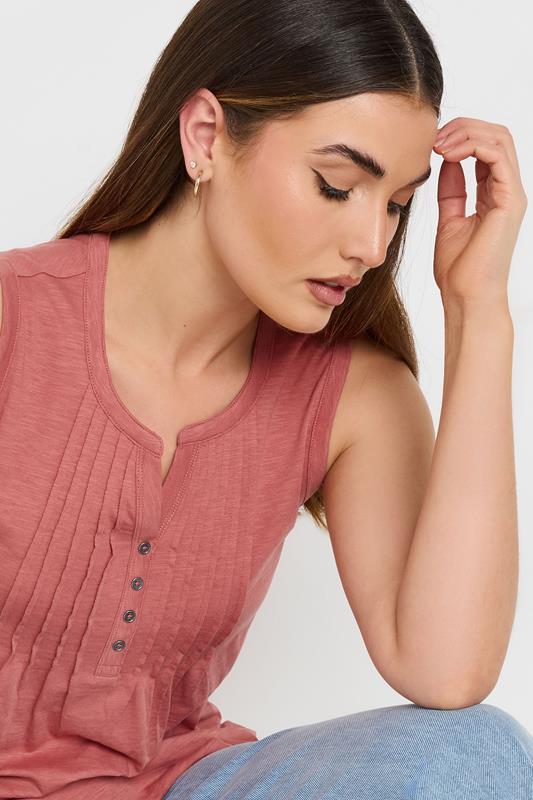 Evans LTS Tall Coral Orange Cotton Henley Vest Top