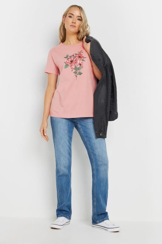 Evans LTS Tall Coral Pink Floral Graphic T-Shirt