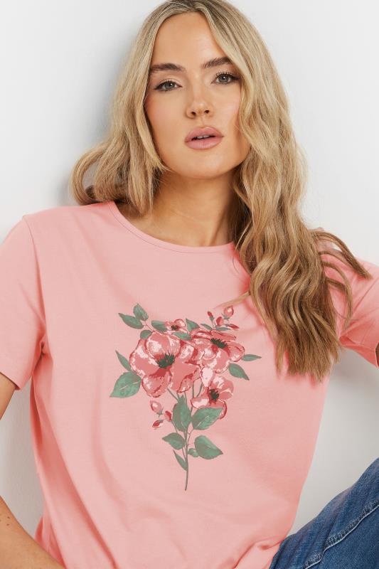Evans LTS Tall Coral Pink Floral Graphic T-Shirt