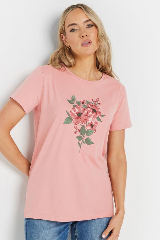 evans LTS Tall Coral Pink Floral Graphic T-Shirt