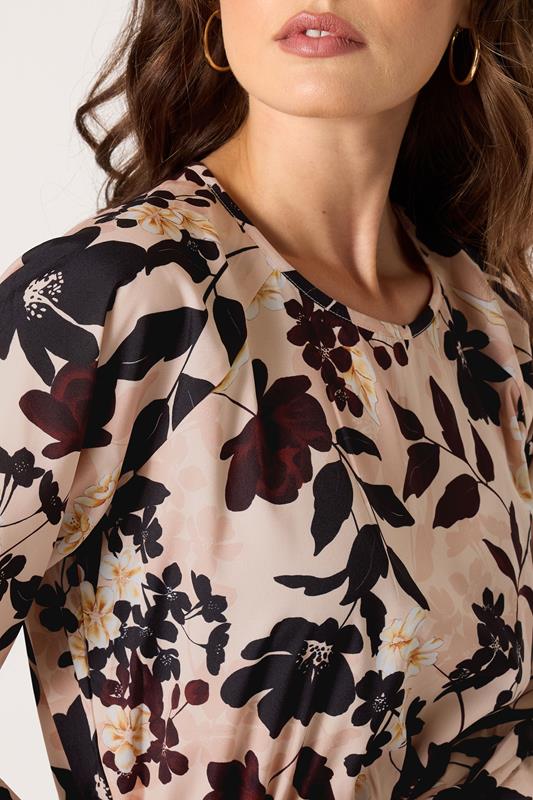 Evans LTS Tall Coral Pink Floral Print Tea Dress