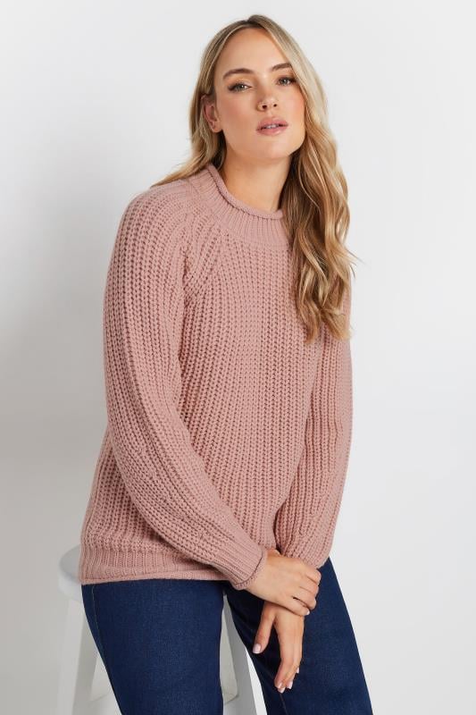 evans LTS Tall Coral Pink High Neck Knit Jumper