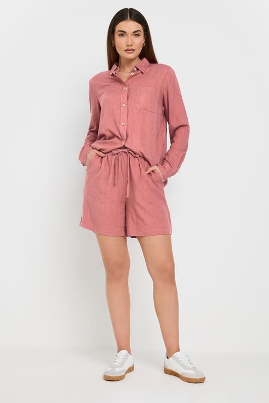 Evans LTS Tall Coral Pink Linen Tie Shorts
