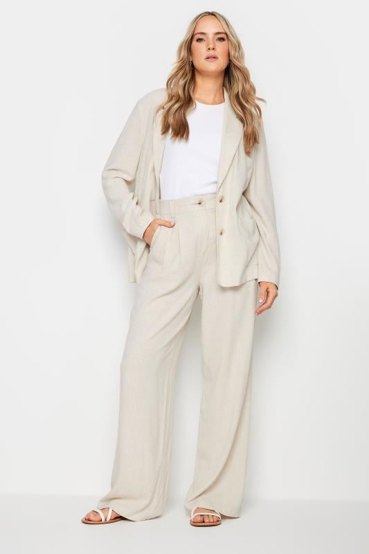 Evans LTS Tall Cream Linen Wide Leg Trousers