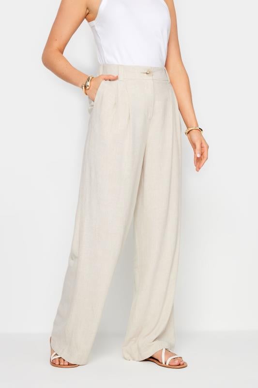 Evans LTS Tall Cream Linen Wide Leg Trousers