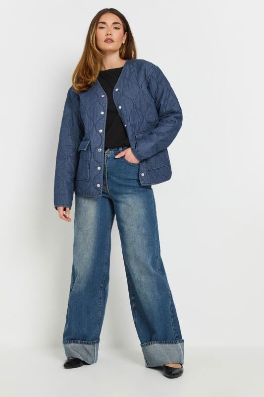 Evans LTS Tall Dark Blue Denim Quilted Jacket