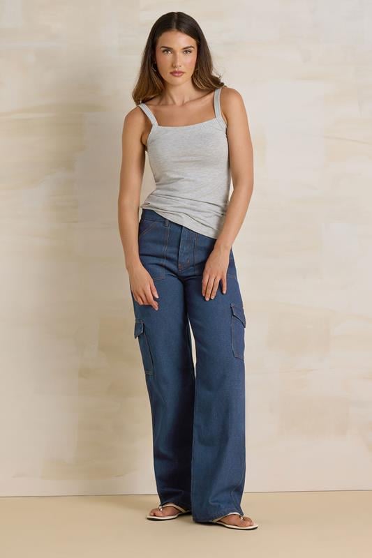 Evans LTS Tall Dark Blue Wide Leg Cargo Jeans