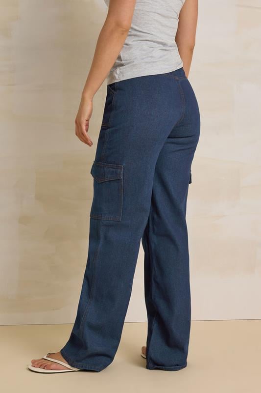 Evans LTS Tall Dark Blue Wide Leg Cargo Jeans