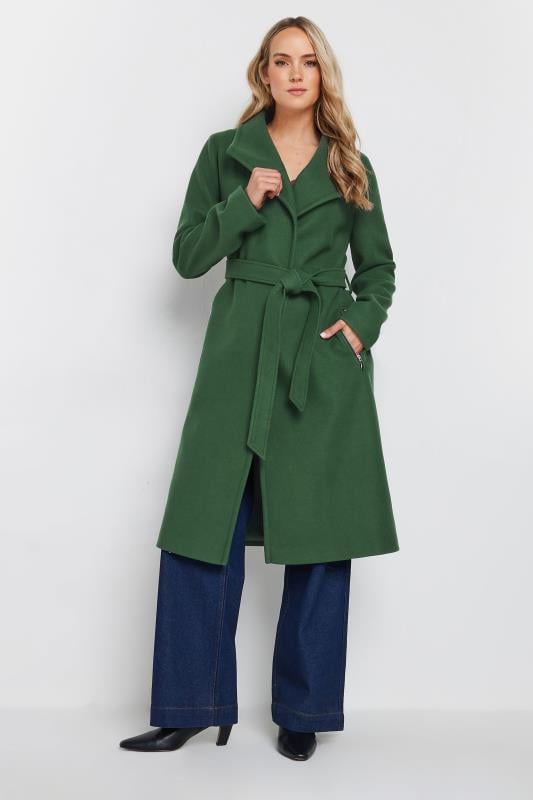 Evans LTS Tall Dark Green Belted Wrap Formal Coat