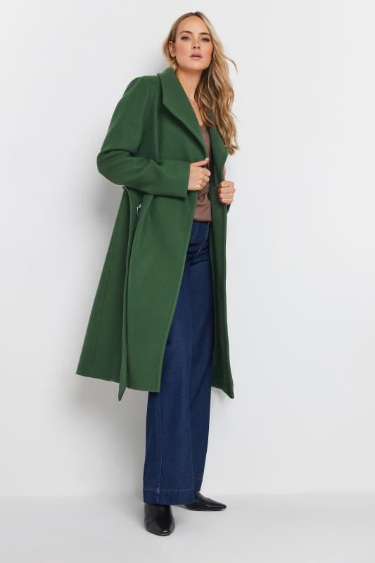 Evans LTS Tall Dark Green Belted Wrap Formal Coat