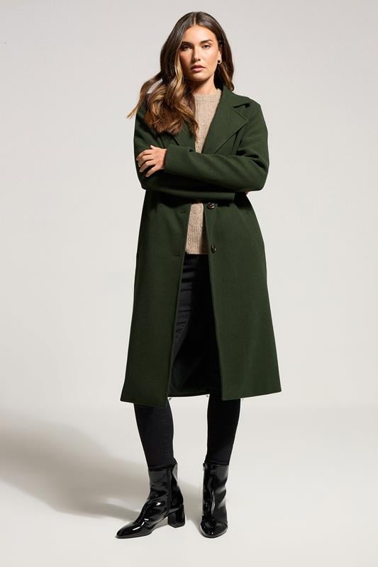 Evans LTS Tall Dark Green Formal Midi City Coat