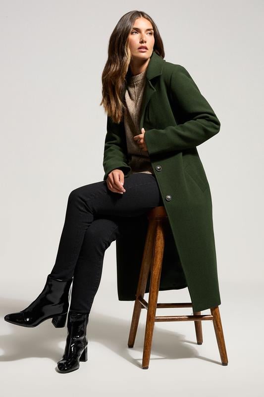 evans LTS Tall Dark Green Formal Midi City Coat