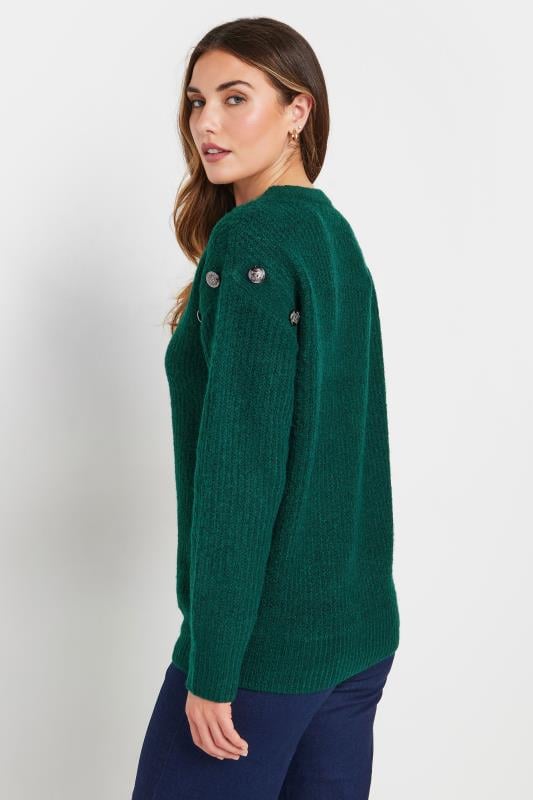 Evans LTS Tall Dark Green Knitted Button Jumper
