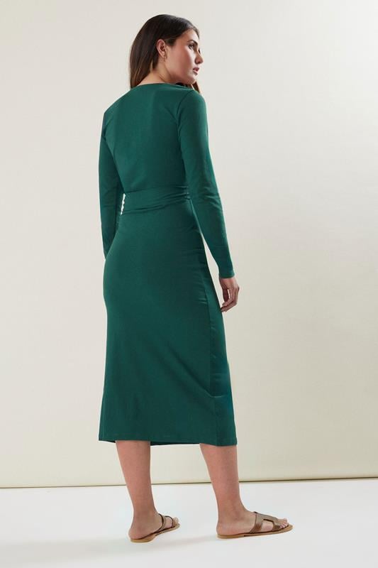 Evans LTS Tall Dark Green Wrap Midi Dress