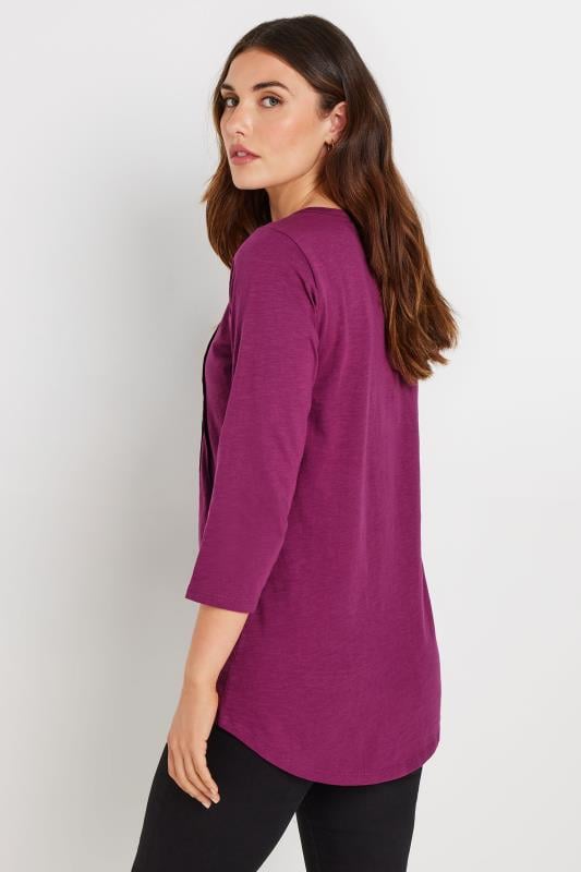 Evans LTS Tall Dark Pink Cotton Henley Top