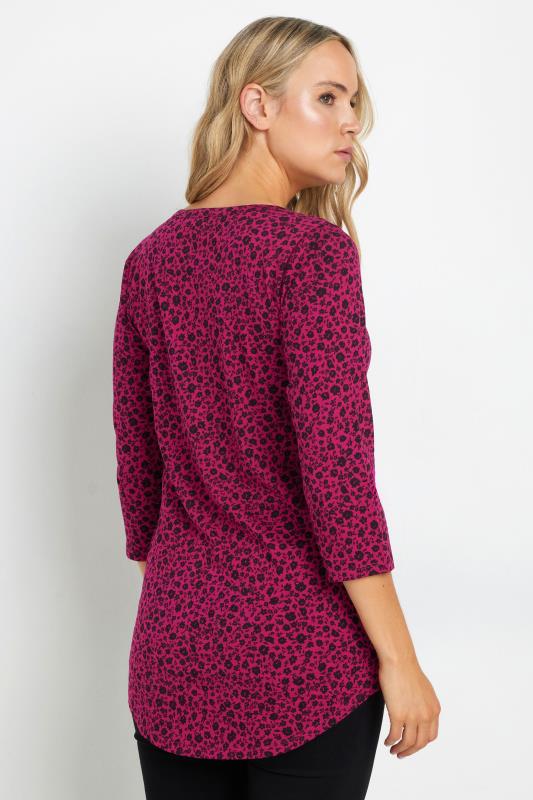 Evans LTS Tall Dark Pink Ditsy Floral Henley Top