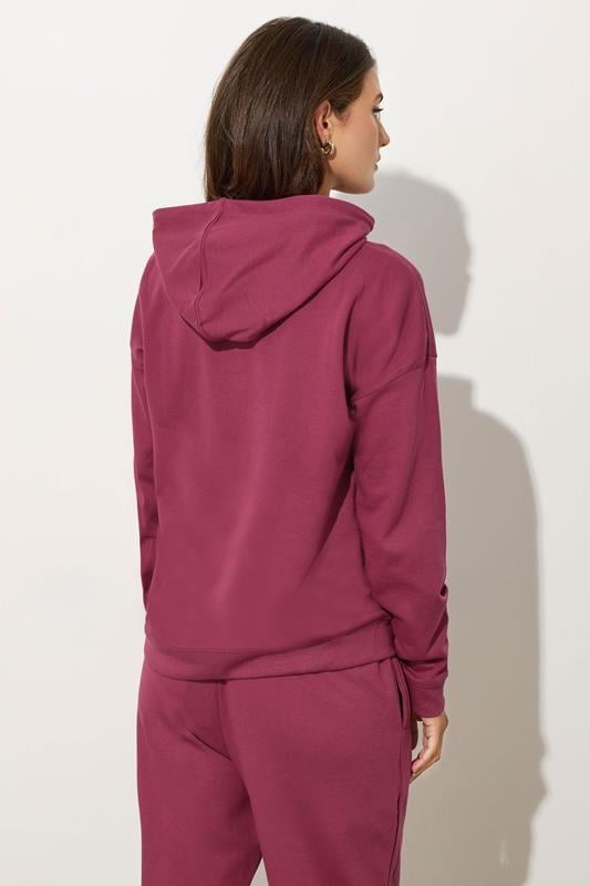 Evans LTS Tall Dark Pink Drawstring Hoodie