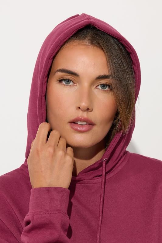 Evans LTS Tall Dark Pink Drawstring Hoodie