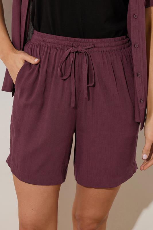 Evans LTS Tall Dark Purple Cotton Crinkle Shorts