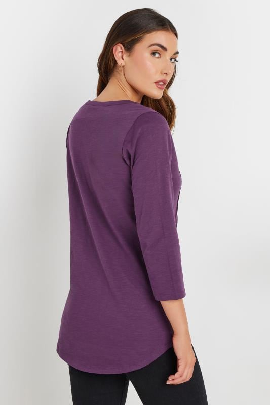Evans LTS Tall Dark Purple Cotton Henley Top