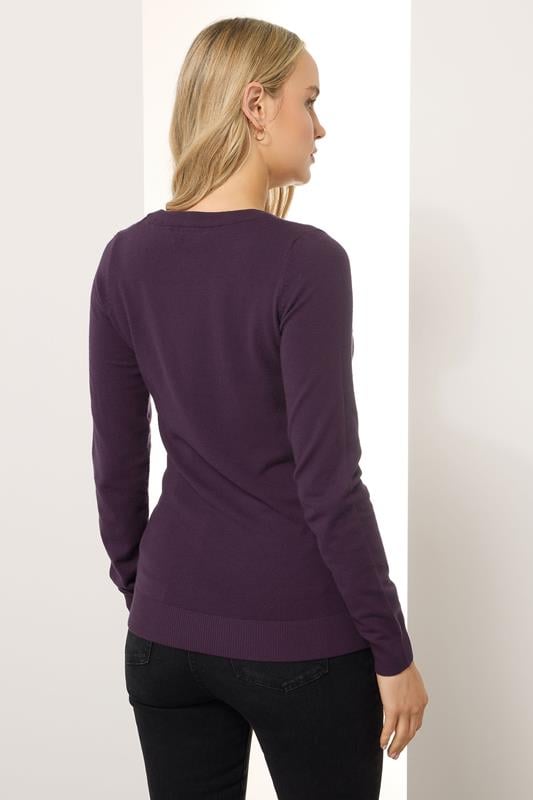 Evans LTS Tall Dark Purple Knit V-Neck Jumper