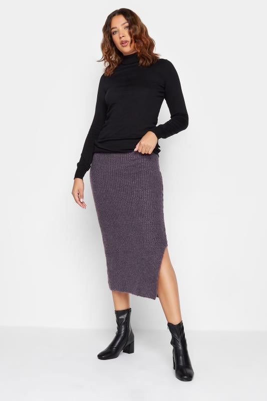 Evans LTS Tall Dark Purple Midi Knitted Skirt