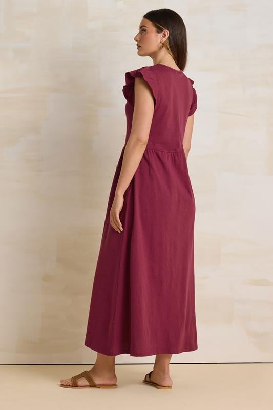 Evans LTS Tall Dark Red Frill Sleeve Maxi Dress