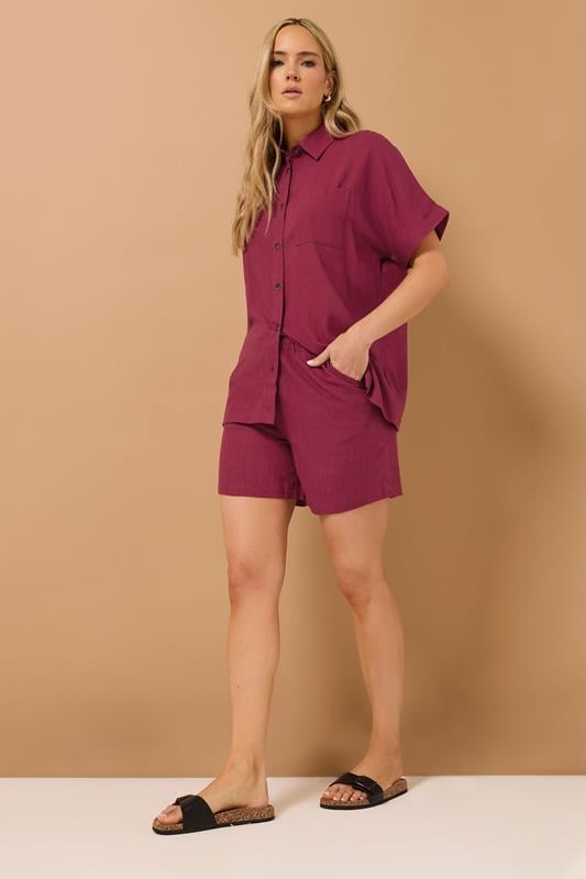 Evans LTS Tall Dark Red Linen Tie Shorts