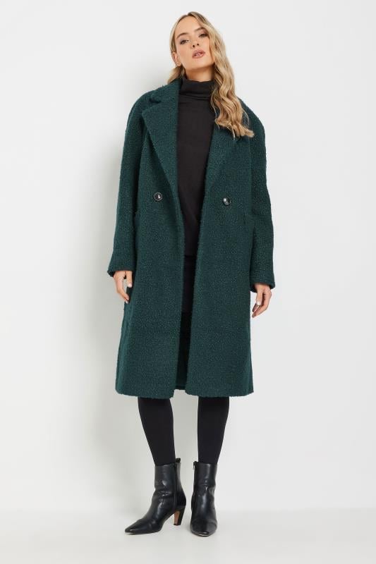 evans LTS Tall Forest Green Boucle Wrap Midi Coat