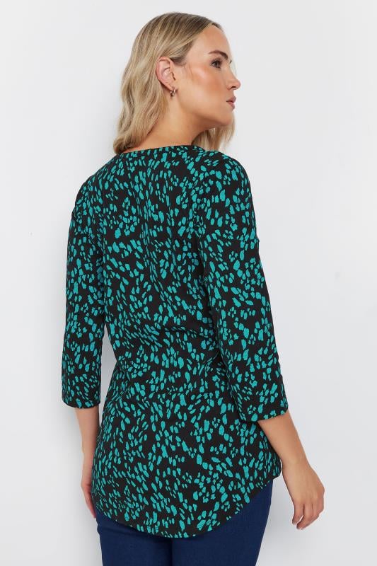 Evans LTS Tall Green Abstract Cotton Henley Top
