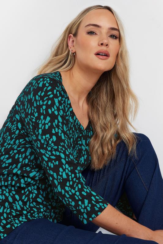 Evans LTS Tall Green Abstract Cotton Henley Top