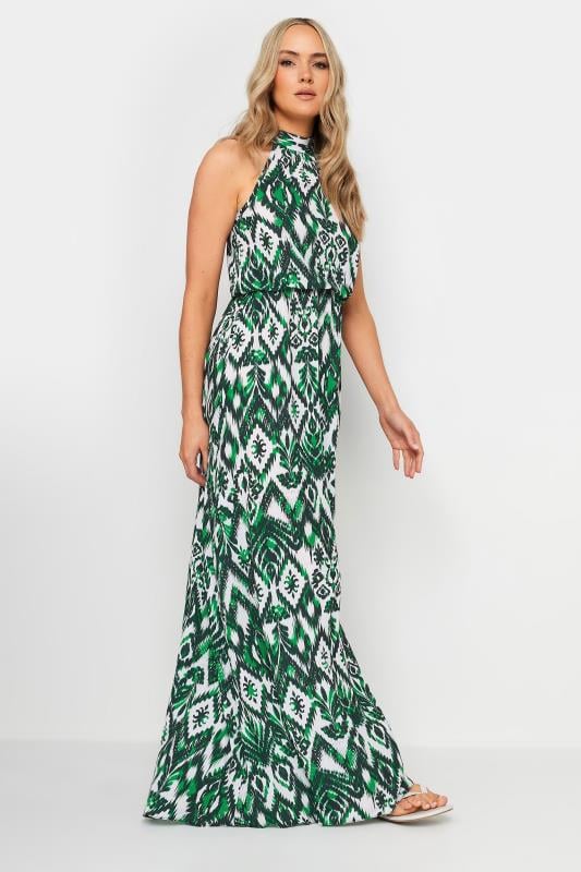 Evans LTS Tall Green Aztec Print Halterneck Dress