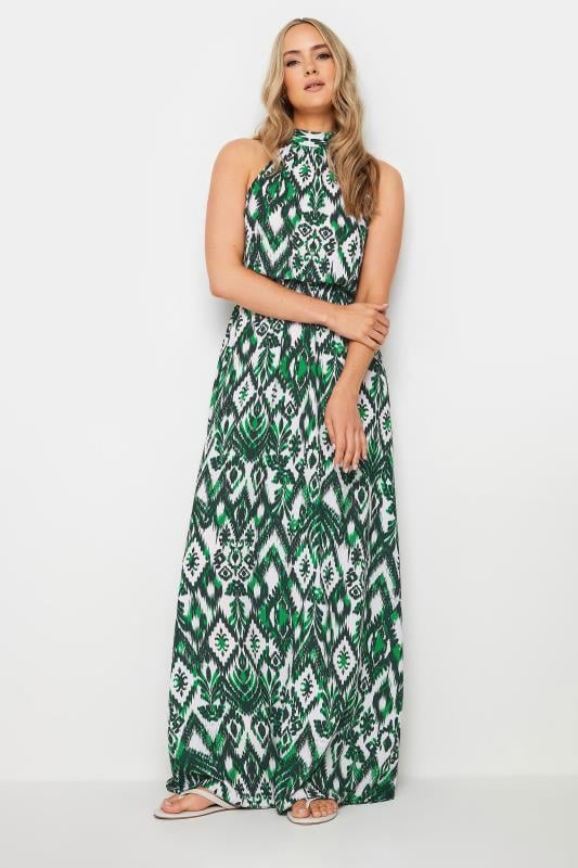 evans LTS Tall Green Aztec Print Halterneck Dress