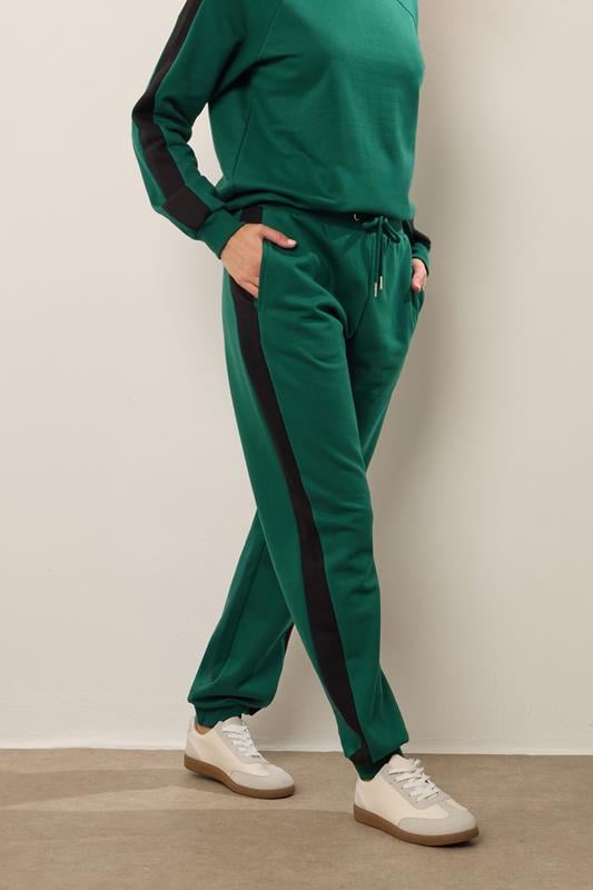 Evans LTS Tall Green Colour Block Cuffed Joggers