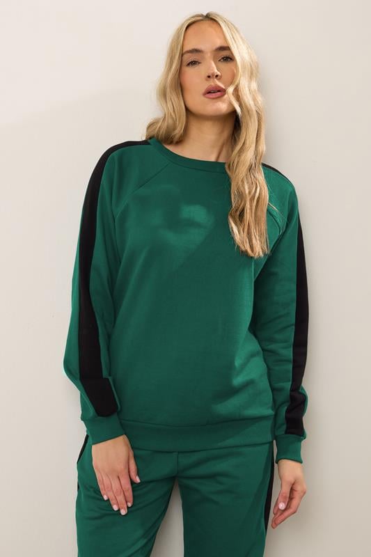 Evans LTS Tall Green Colour Block Sweatshirt