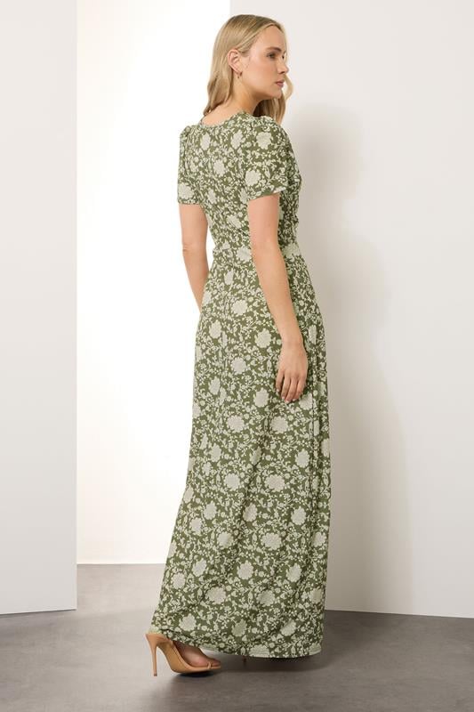 Evans LTS Tall Green Floral Ruched Maxi Dress