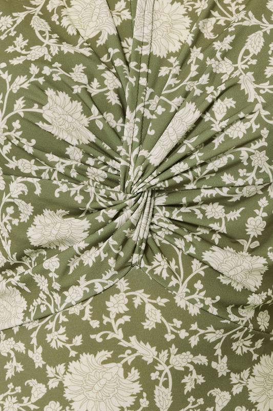 Evans LTS Tall Green Floral Ruched Maxi Dress