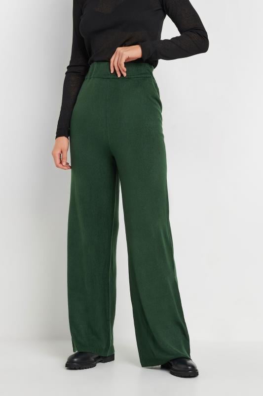 Evans LTS Tall Green Knitted Wide Leg Trousers