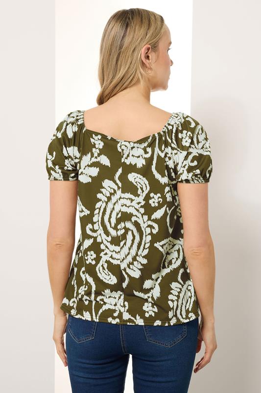 Evans LTS Tall Green Paisley Square Neck Top