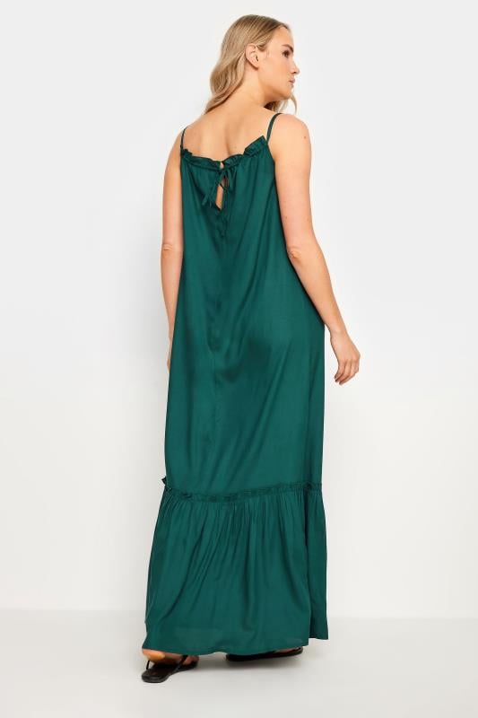 Evans LTS Tall Green Ruched Neck Maxi Dress
